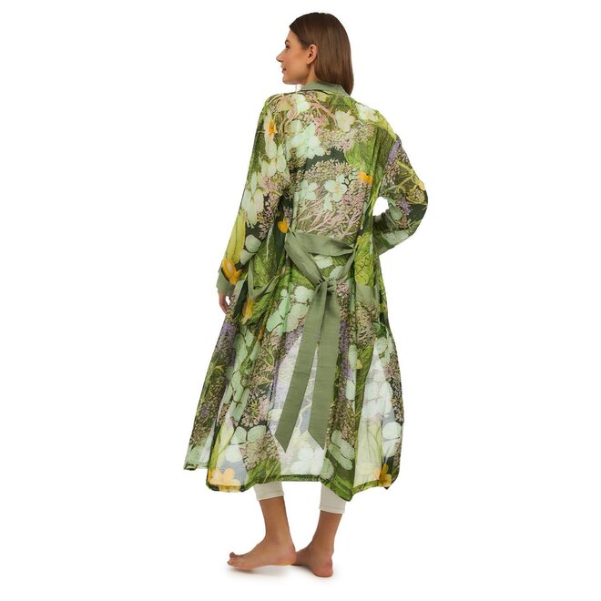 KEW Hydrangea Print Lime Robe Gown