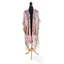 Folk Flowers Pink Long Kimono