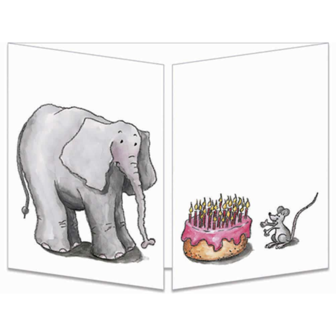 The Elephant, the Mouse & the Cake Tri-fold Birthday Card