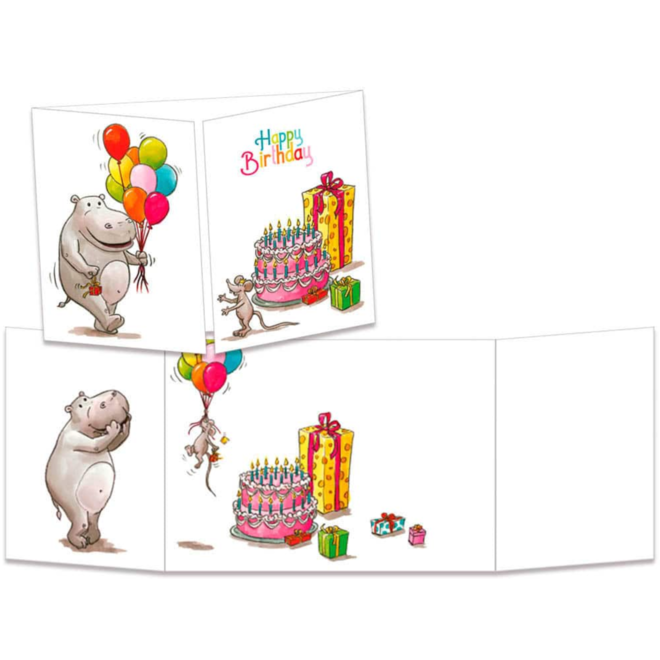 Hippo Birthday to You Tri-fold Birthday Card