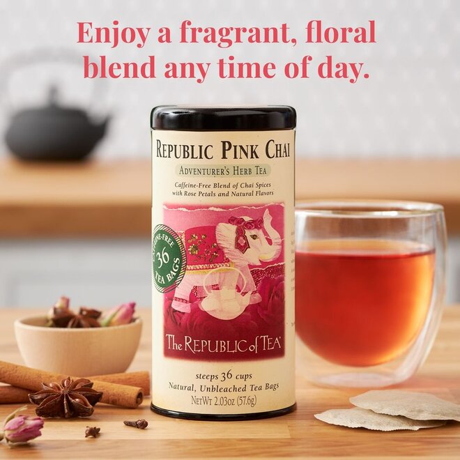 Republic of Tea Pink Chai Herbal 36s