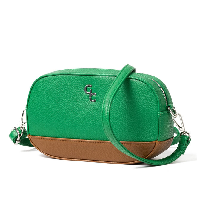Two Toned Cross Body Bag (Green & Tan)