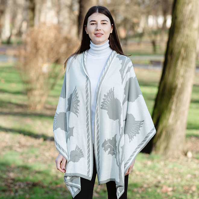 Scottish Thistle Shawl (Grey)