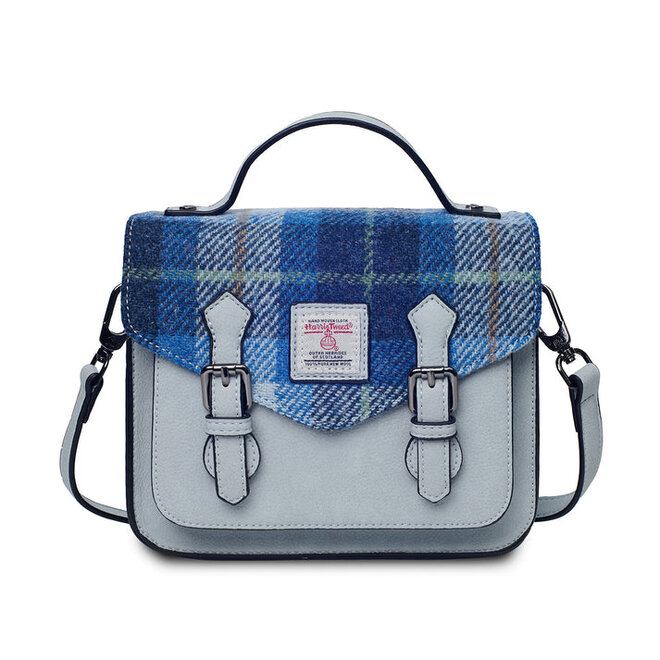 Harris Tweed Blue Tartan Mini Calton Satchel