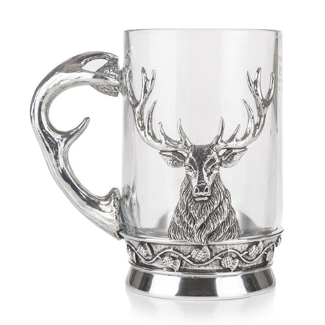 A.E. Williams Stag Glass & Pewter Tankard