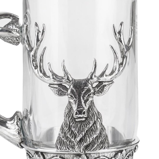 A.E. Williams Stag Glass & Pewter Tankard