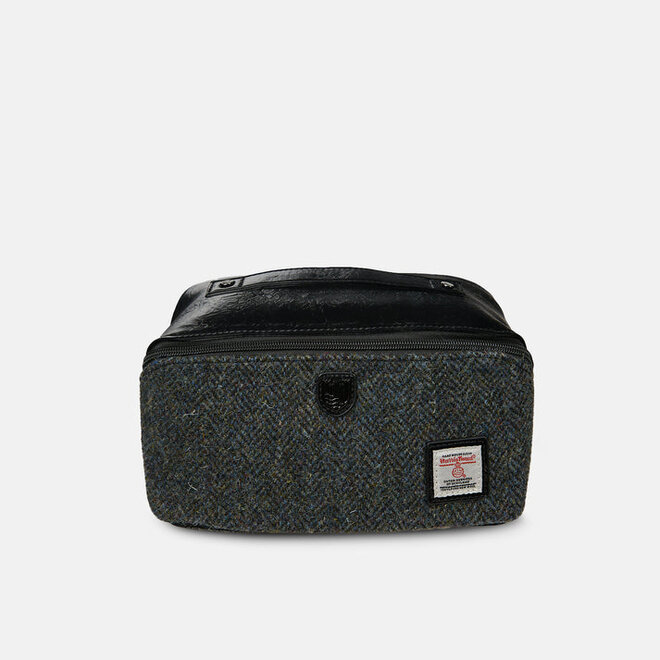 Harris Tweed Black & Grey Herringbone Toiletry Bag