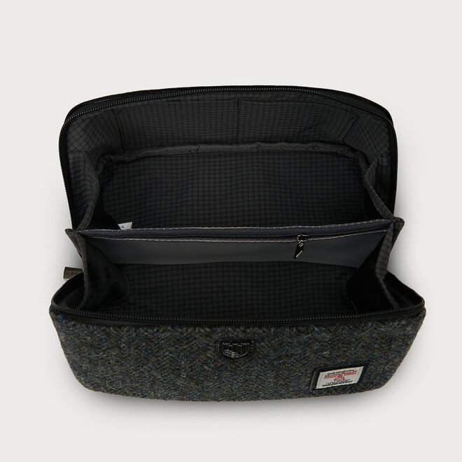 Harris Tweed Black & Grey Herringbone Toiletry Bag