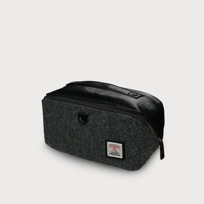 Harris Tweed Black & Grey Herringbone Toiletry Bag
