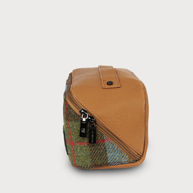 Harris Tweed Chestnut & Blue Tartan Toiletry Bag
