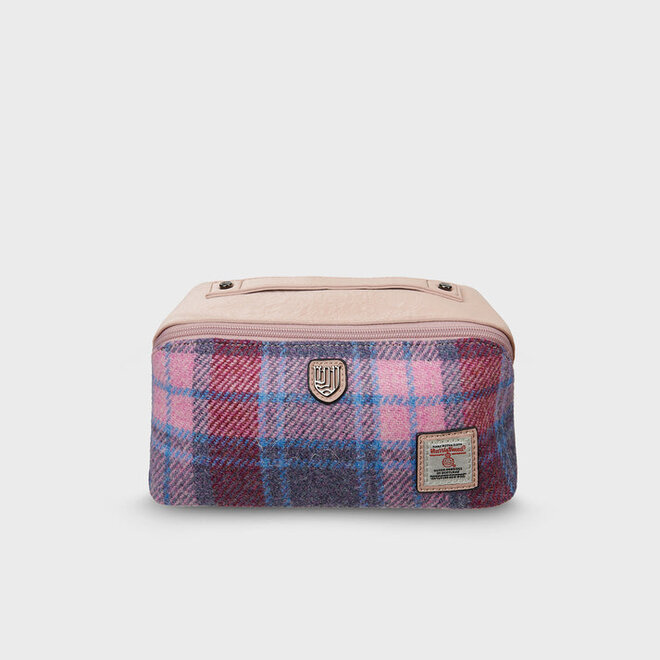 Harris Tweed Pink & Blue Tartan Toiletry Bag