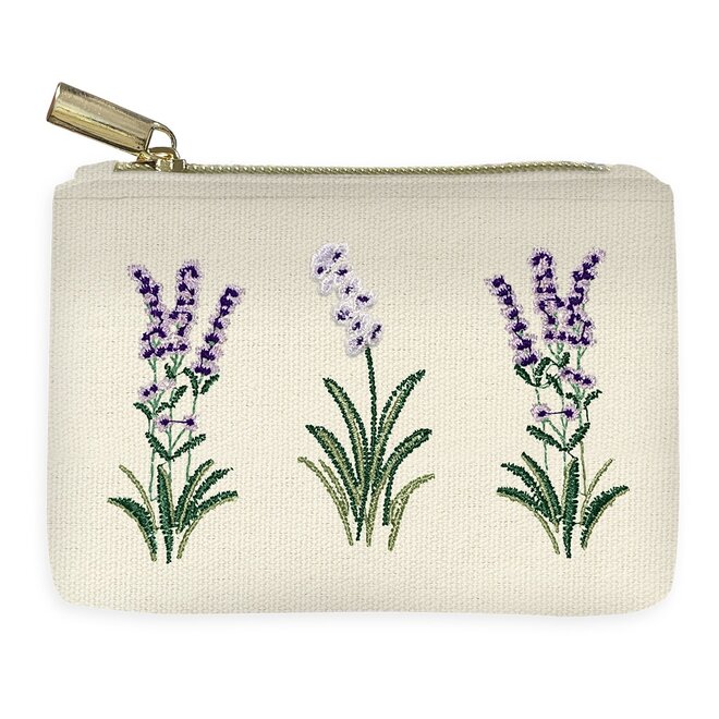 Delicate Floral Cream Fabric Coin Pouch