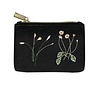 Delicate Floral Black Fabric Coin Pouch