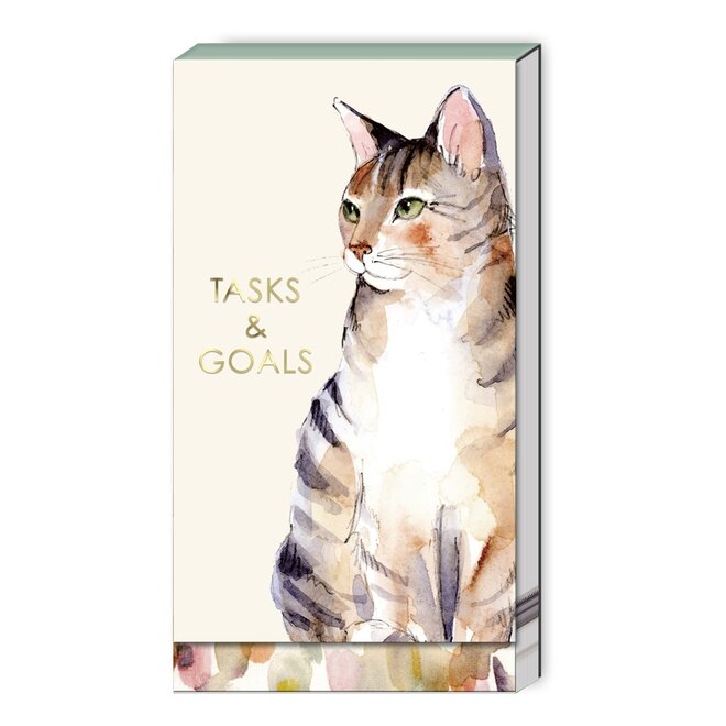 Watercolor Pets Tabby Cat Tall Notepad
