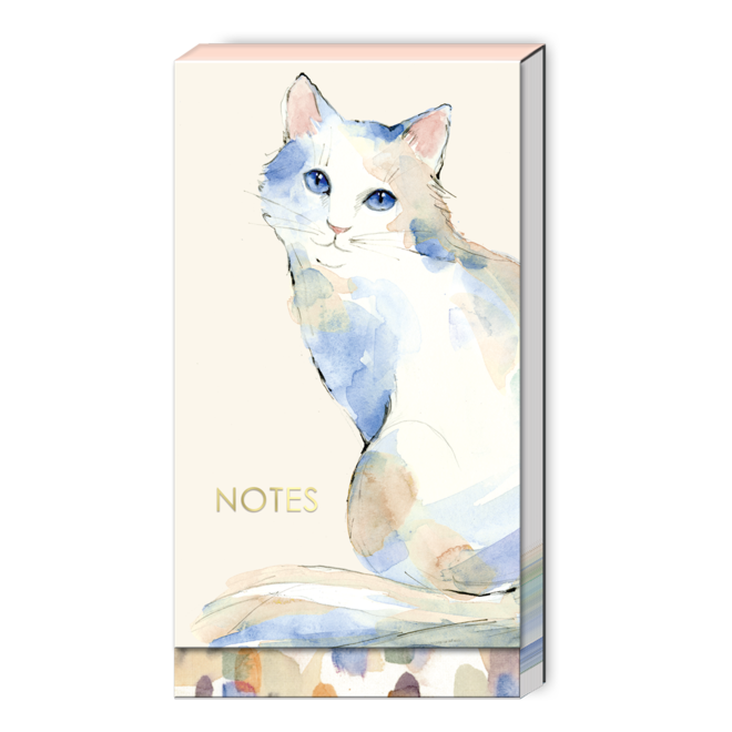 Watercolor Pets White Cat Tall Notepad