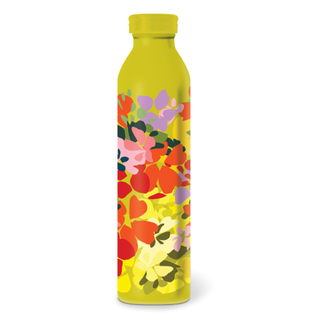 Bold Blooms Yellow Floral Water Bottle