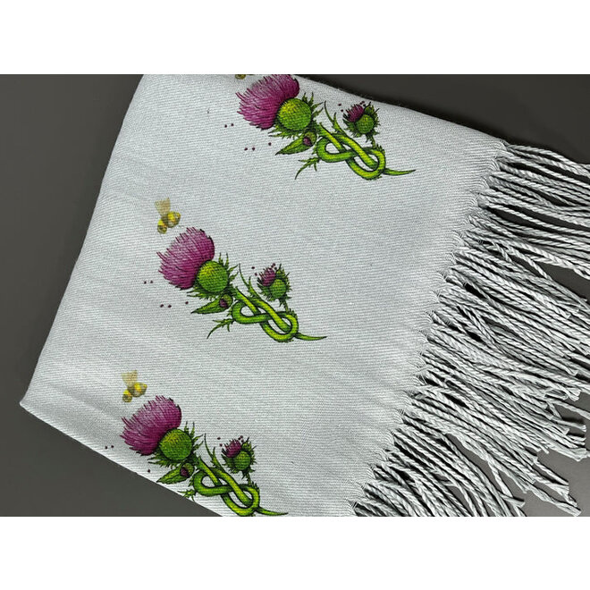 Thistles Grey Cashmere Blend Scarf