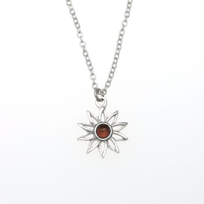 Sunflower Amber Pendant Necklace