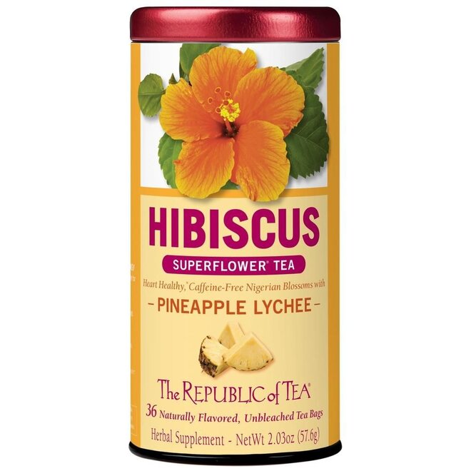 Republic of Tea Hibiscus Pineapple Lychee Herbal 36s