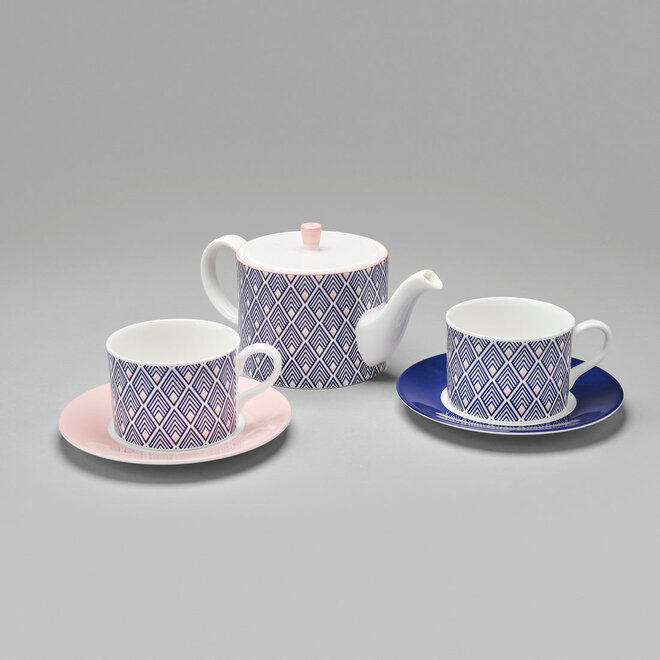 Gatsby Small Teapot in Blue & Blush Pink
