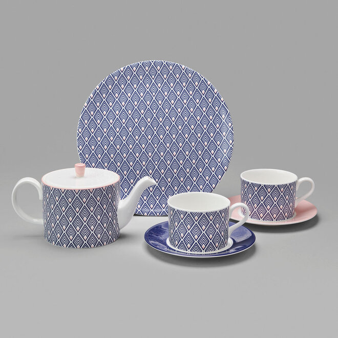 Gatsby Small Teapot in Blue & Blush Pink
