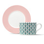 Peacock Cup & Saucer in Teal & Blush Pink (Blush Saucer)