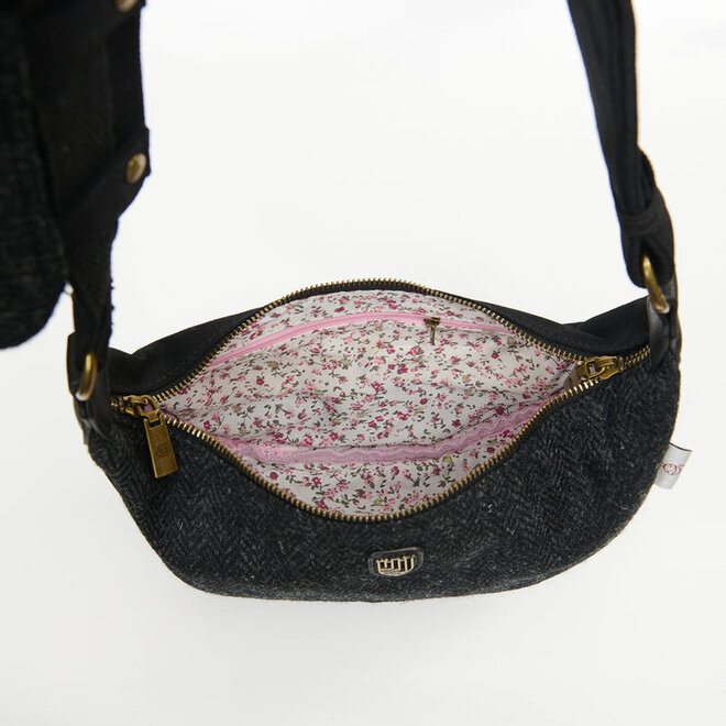 Harris Tweed Navy Over-Check Luna Bag