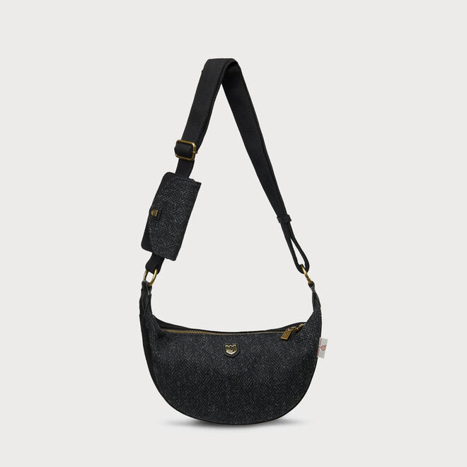 Harris Tweed Navy Over-Check Luna Bag