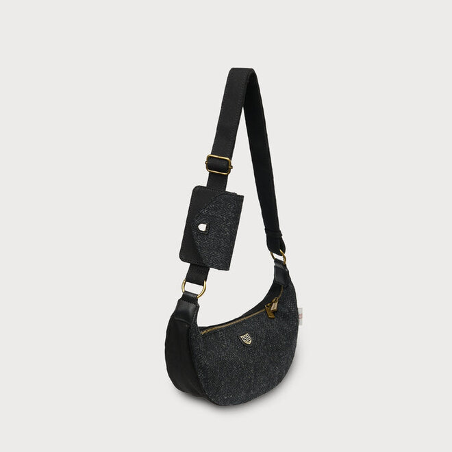 Harris Tweed Navy Over-Check Luna Bag
