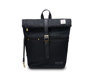 Islander Uk Harris Tweed Black Herringbone Canvas Backpack British Isles 