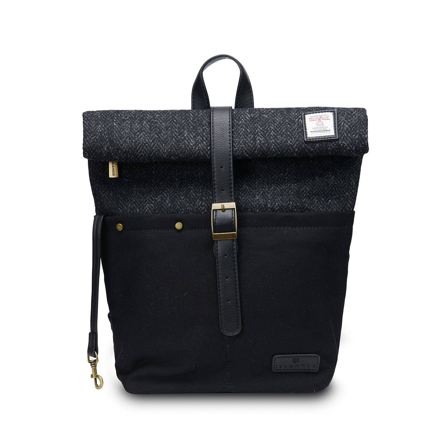 Islander UK Harris Tweed Black Herringbone Canvas Backpack British Isles Islander UK Harris Tweed Black Herringbone Canvas Backpack British Isles
