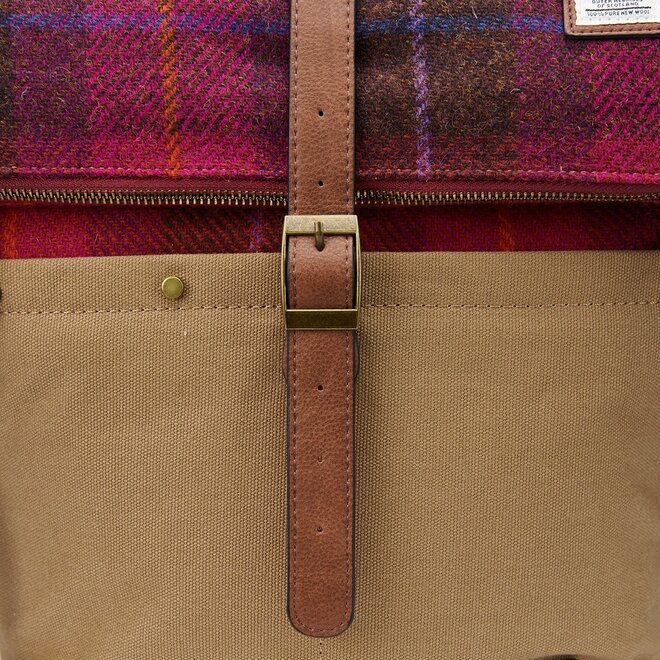 Harris Tweed Fuchsia Tartan Canvas Backpack