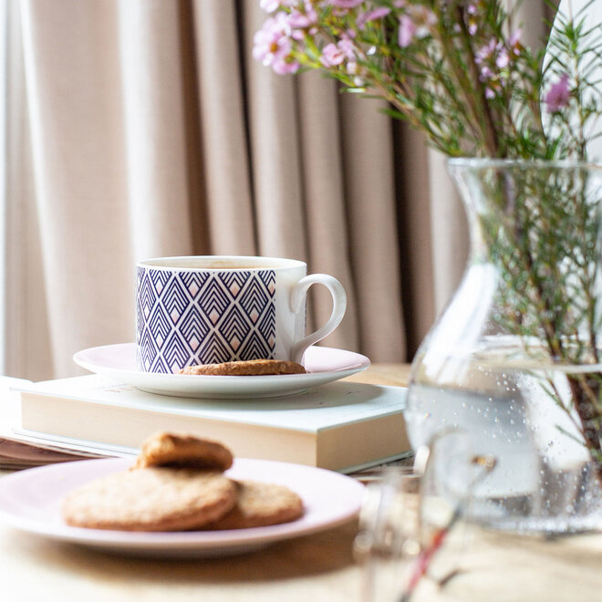 Gatsby Cup & Saucer in Blue & Blush Pink (Blush Saucer)