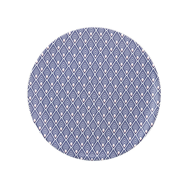 Jo Deakin Gatsby Tea Plate (Blue & Blush Pink)