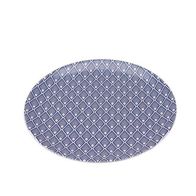 Gatsby Tea Plate in Blue & Blush Pink