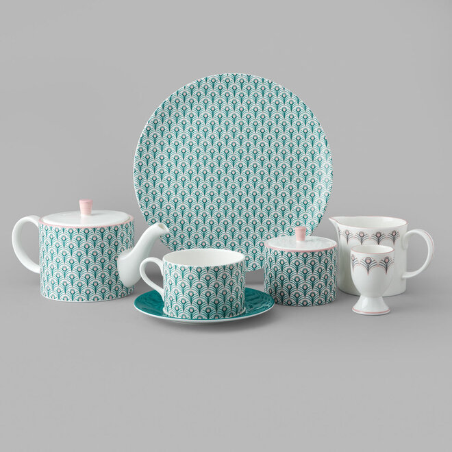 Peacock Egg Cup in Blue & Blush Pink