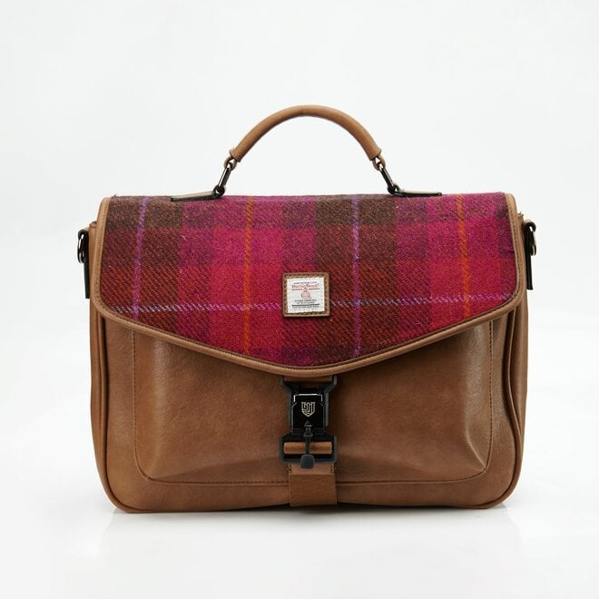 Harris Tweed Fuchsia Tartan Laptop Bag