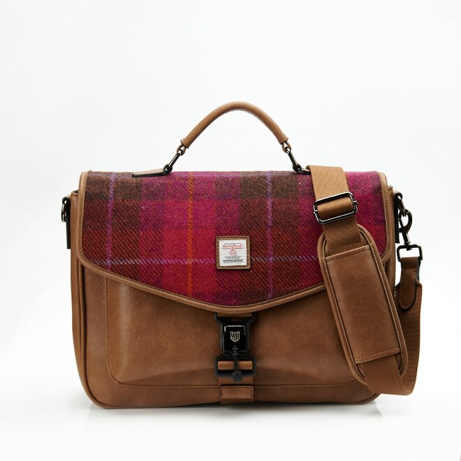 Harris Tweed Fuchsia Tartan Laptop Bag