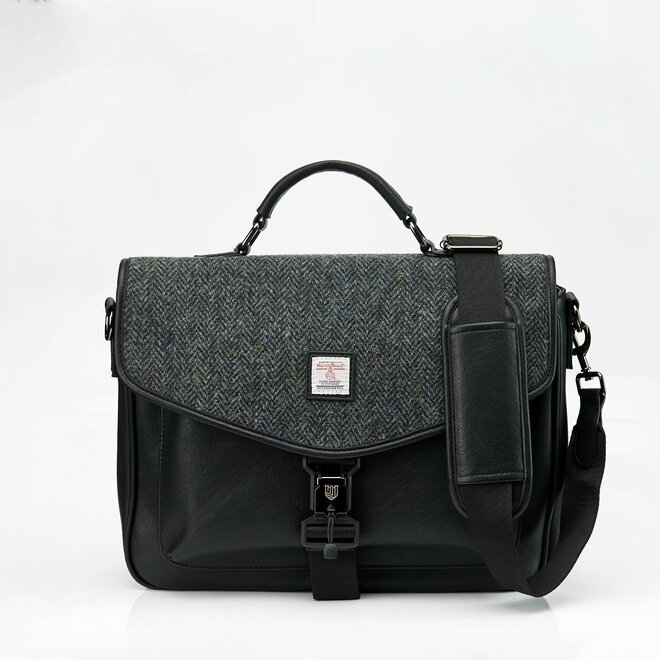 Harris Tweed Black & Grey Herringbone Laptop Bag