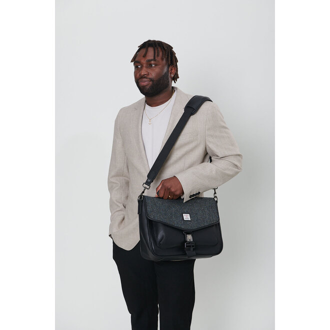 Harris Tweed Black & Grey Herringbone Laptop Bag