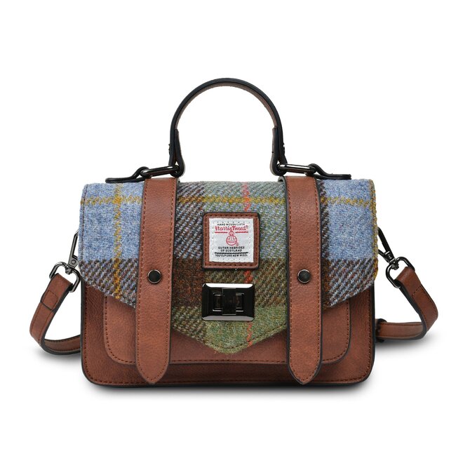 Harris Tweed Chestnut & Blue Tartan Mini Satchel