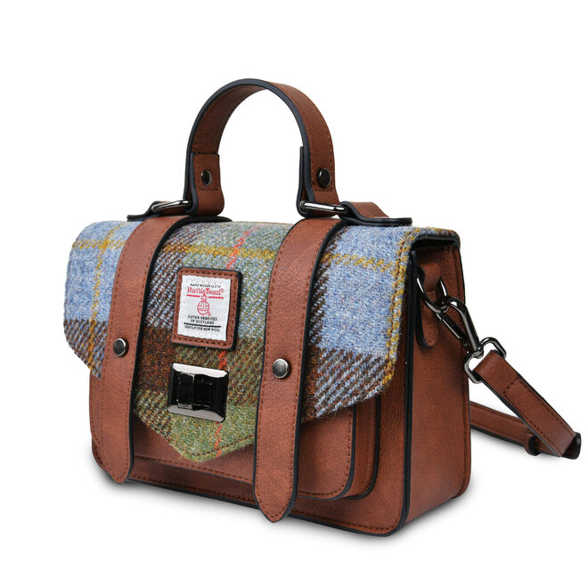 Harris Tweed Chestnut & Blue Tartan Mini Satchel