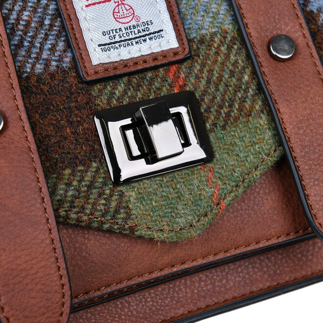 Harris Tweed Chestnut & Blue Tartan Mini Satchel