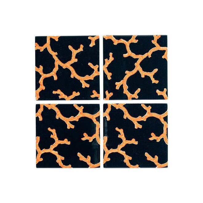 The Coral Sea Black Lacquer Coasters