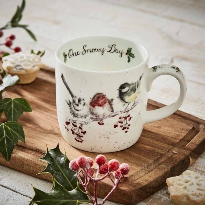 'One Snowy Day' Birds Small Mug
