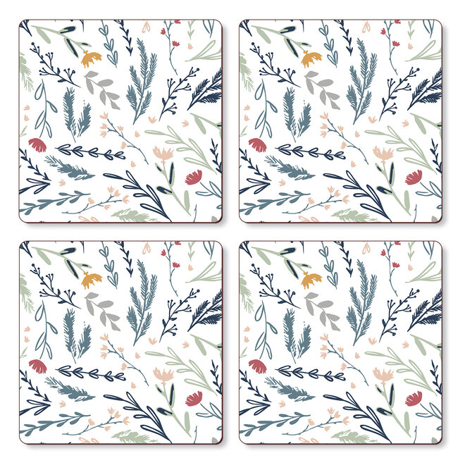 Meadow Sketch Floral Multi Coasters