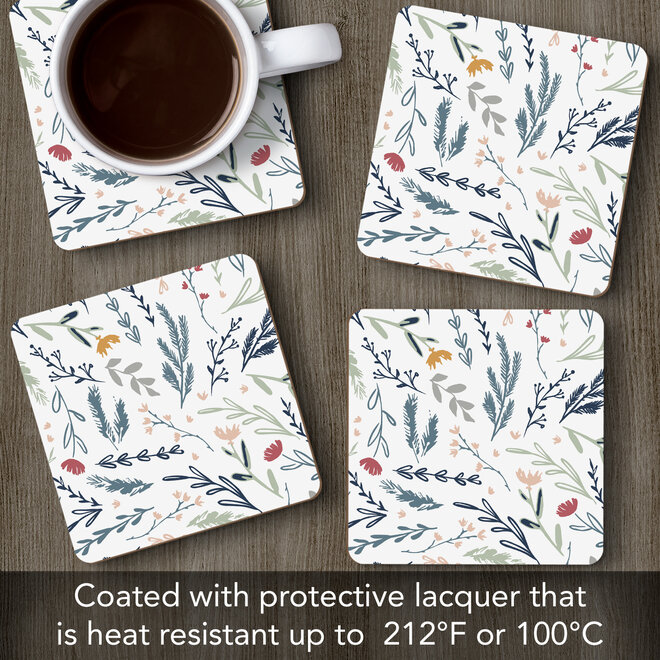 Meadow Sketch Floral Multi Coasters