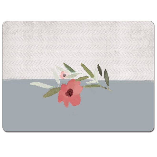 Meadow Grey & Pink Flower Placemats