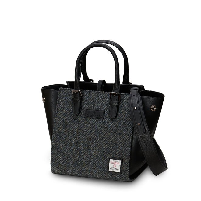 Harris Tweed Black & Grey Herringbone The Medium Caillie Tote