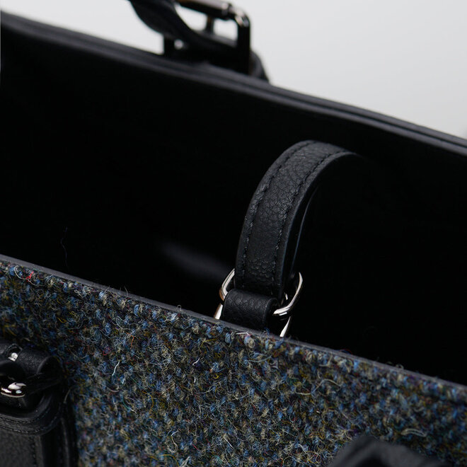 Harris Tweed Black & Grey Herringbone The Medium Caillie Tote